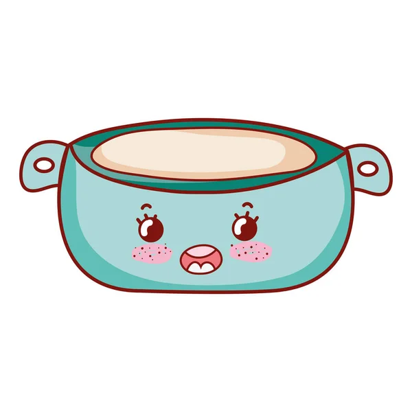 Kawaii Sopa Japonesa Sopa Dentro Olla Vector Ilustración — Vector de stock