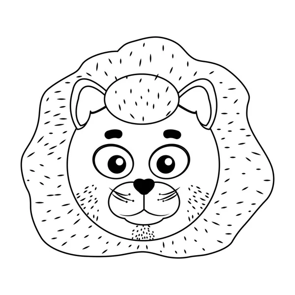 Ligne Mignonne Tête Lion Animal Sauvage Vecteur Illustration — Image vectorielle