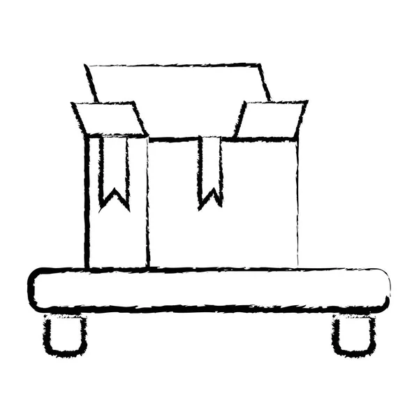 Σχήμα Ανοικτό Κουτί Πακέτο Εικονογράφηση Διάνυσμα Ξύλινου Ραφιού — Διανυσματικό Αρχείο