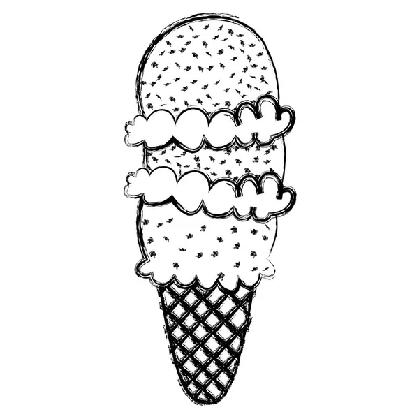 Grunge Zoete Ijs Cornet Dessert Vectorillustratie — Stockvector