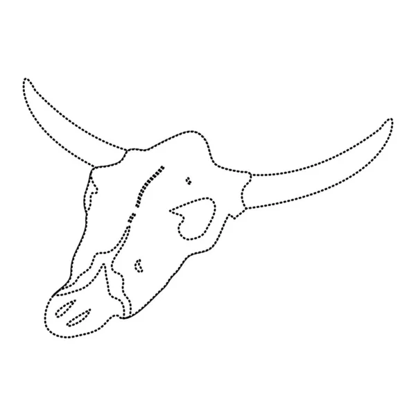 Διάστικτο Σχήμα Buffalo Κρανίου Των Ζώων Νεκρών Στην Έρημο Διανυσματική — Διανυσματικό Αρχείο