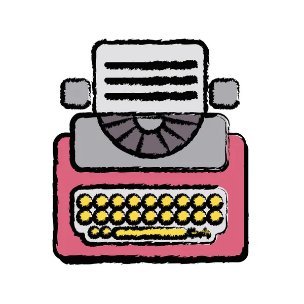 Retro Typewriter Equipment Business Document Vector Illustration — Stock Vector