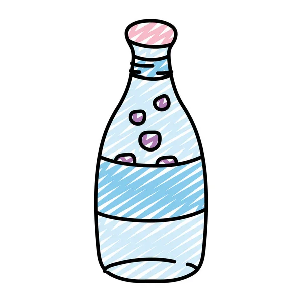 Doodle Finom Hideg Víz Szódás Üveg Vektoros Illusztráció — Stock Vector
