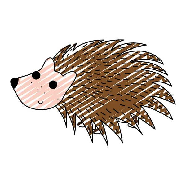 Doodle Adorável Porco Espinho Selvagem Bonito Animal Vetor Ilustração — Vetor de Stock