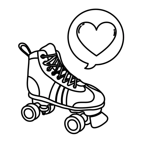 Línea Patines Estilo Con Corazón Dentro Chat Burbuja Vector Ilustración — Archivo Imágenes Vectoriales