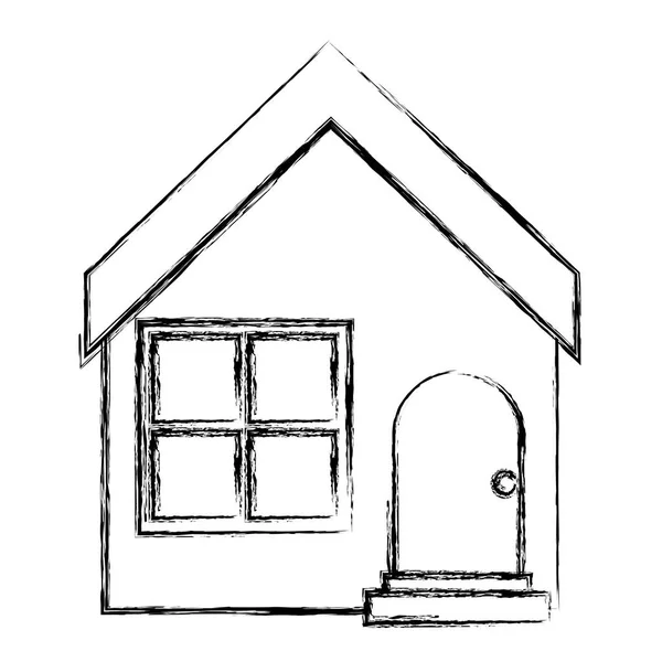 Grunge House Residence Roof Door Design Vector Illustration — Stock Vector
