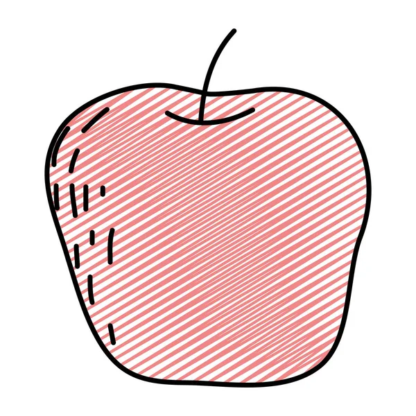 Gribouille Délicieuse Pomme Fruit Bio Vitamine Vecteur Illustration — Image vectorielle