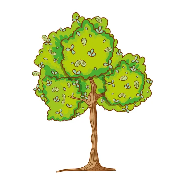 Arbre Naturel Avec Tige Feuilles Exotiques Illustration Vectorielle — Image vectorielle