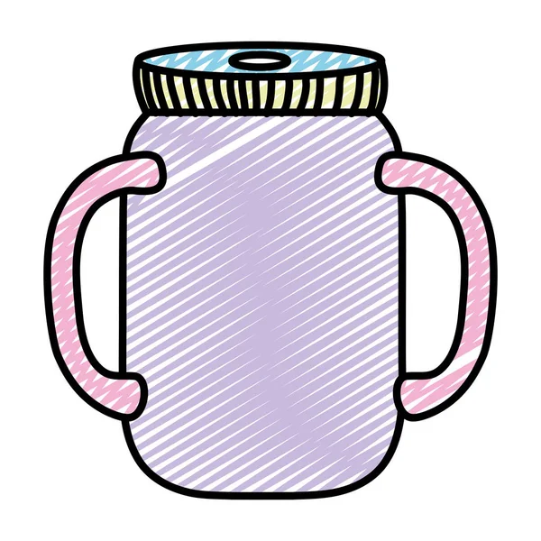 Doodle Preserve Bottle Glass Object Design Vector Illustration — Stock Vector