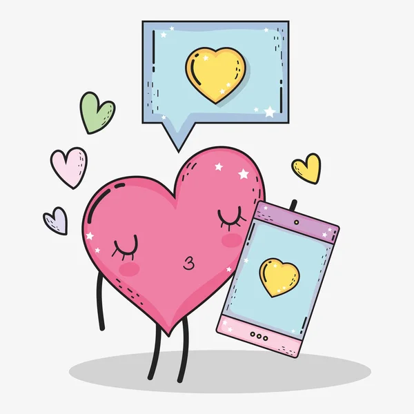 Καρδιά Συνομιλία Φούσκα Και Smartphone Εικονογράφηση Διάνυσμα Μήνυμα Αγάπης — Διανυσματικό Αρχείο