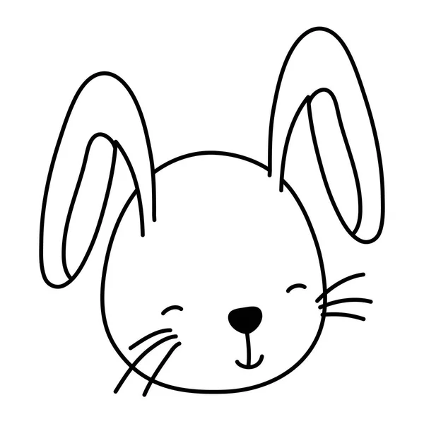 Line Cute Rabbit Head Wild Animal Vector Illustration — Stock Vector