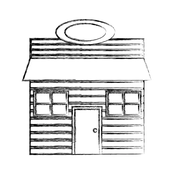 Grunge Fából Készült Ház Tető Windows Design Vektor Illusztráció — Stock Vector