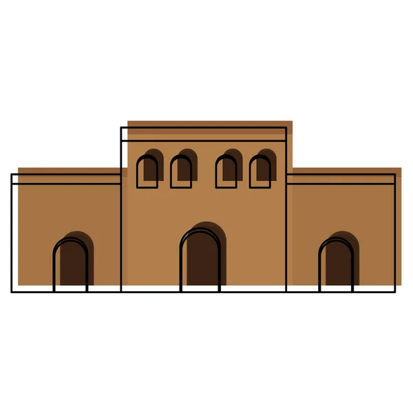 Moved Color Arabic House Door Design Windows Vector Illustration — Stock Vector