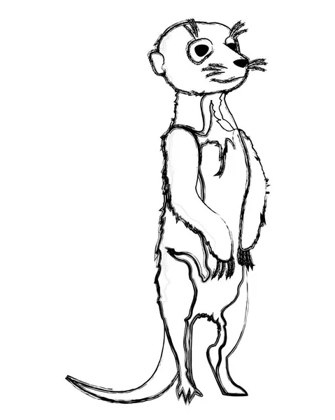 Grunge Söta Vilda Meerkat Djur Öknen Vektorillustration — Stock vektor