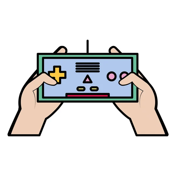 Tecnología Controlador Videojuegos Electrónicos Color Las Manos Ilustración Vectorial — Vector de stock