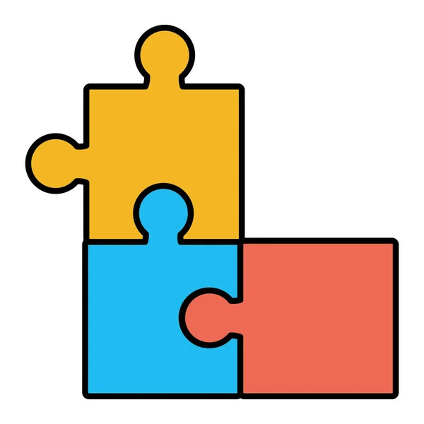 Kleur Puzzelstukjes Samen Business Game Vectorillustratie — Stockvector