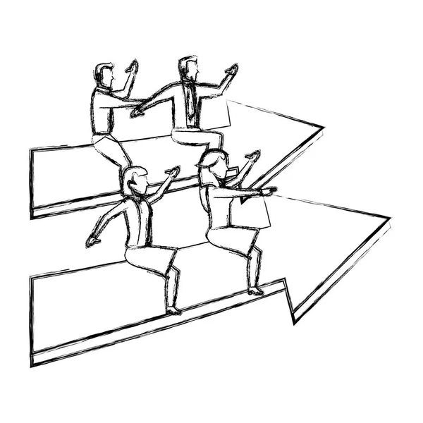 Гранж Профессиональных Бизнесменов Сидящих Векторной Иллюстрации Стрелок Пиктограммы — стоковый вектор
