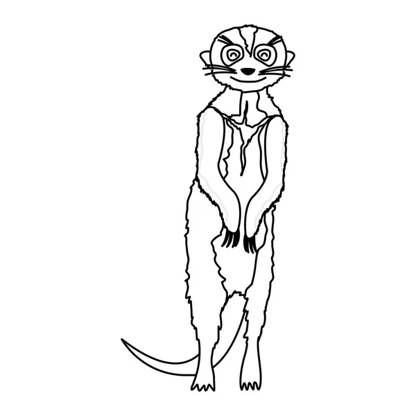Linha Bonito Meerkat Selvagem Animal Deserto Vetor Ilustração — Vetor de Stock