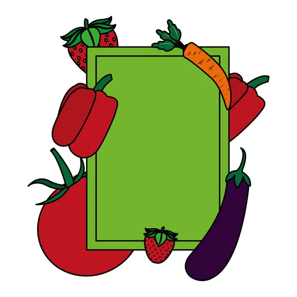 Цветовая Эмблема Органическими Овощами Фруктами — стоковый вектор
