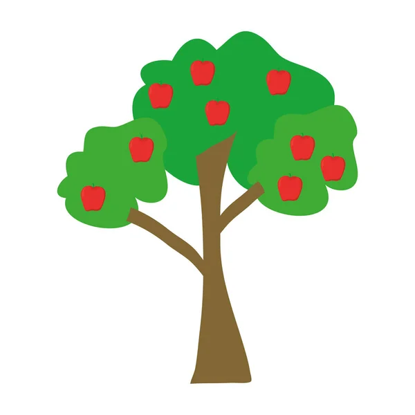 Naturalne Drzewo Ilustracji Wektorowych Owoce Pyszne Jabłko — Wektor stockowy