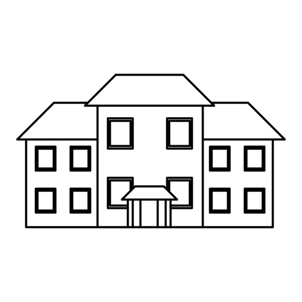Line Big House Residence Med Fönster Och Dörr Vektorillustration — Stock vektor