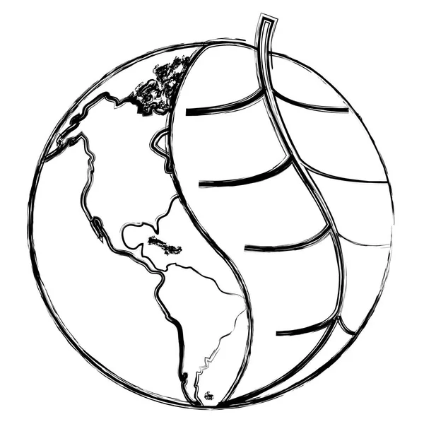 生態学ケア ベクトル図の葉とグランジ地球惑星 — ストックベクタ
