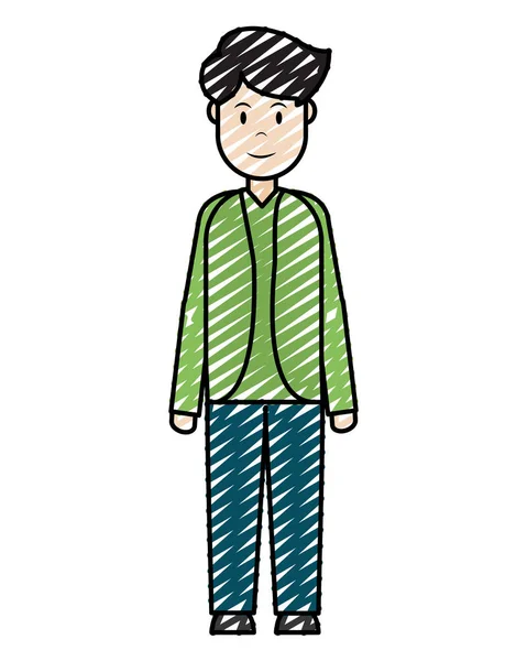 Doodle Άνθρωπος Casual Ρούχα Και Haistyle Σχεδιασμό Εικονογράφηση Διάνυσμα — Διανυσματικό Αρχείο