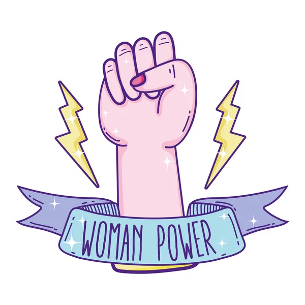 Frauenpower Mit Geballter Hand Cartoon Vektor Illustration Grafik Design — Stockvektor