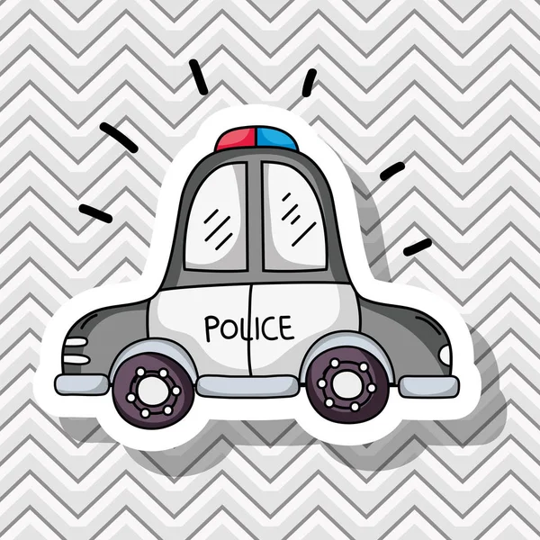 Policía Coche Transporte Parches Diseño Vector Ilustración — Vector de stock