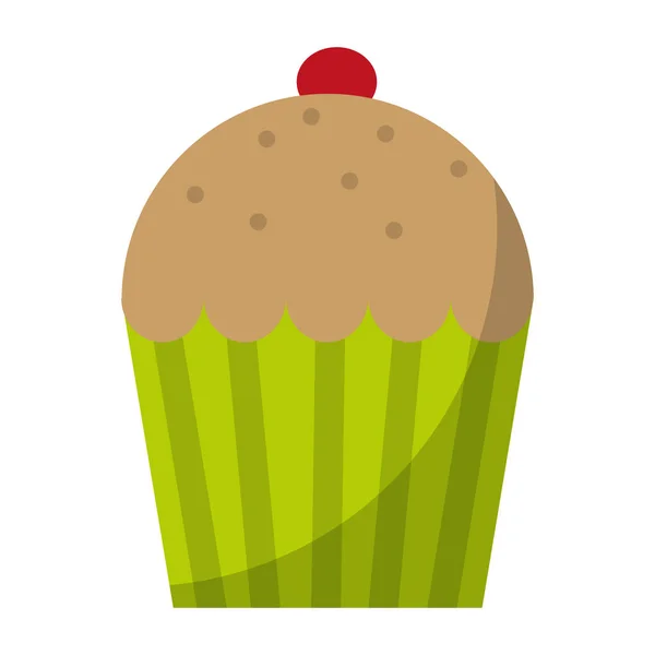 Deliciosa Sobremesa Muffin Doce Com Ilustração Vetor Cereja — Vetor de Stock