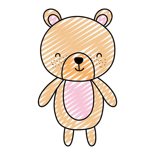 Doodle Aranyos Medve Teddy Állat Játék Vektoros Illusztráció — Stock Vector