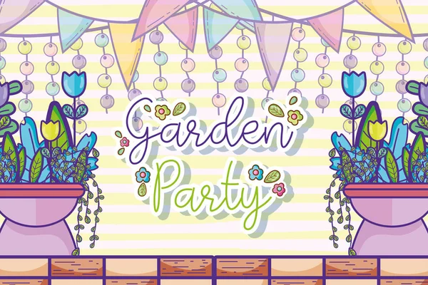 Garden Party Celebration Cute Cartoons Vector Illustration Graphic Design — Stock Vector