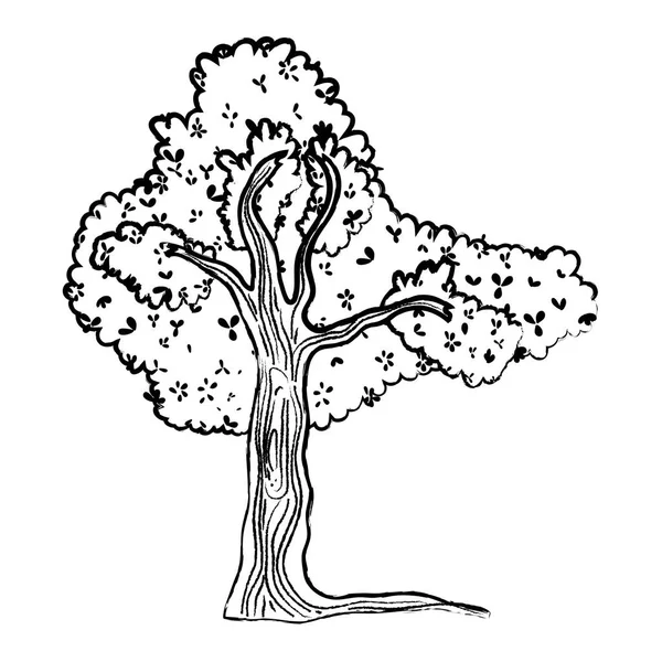 Grunge Estilo Árvore Tropical Com Ramos Folhas Vetor Ilustração — Vetor de Stock