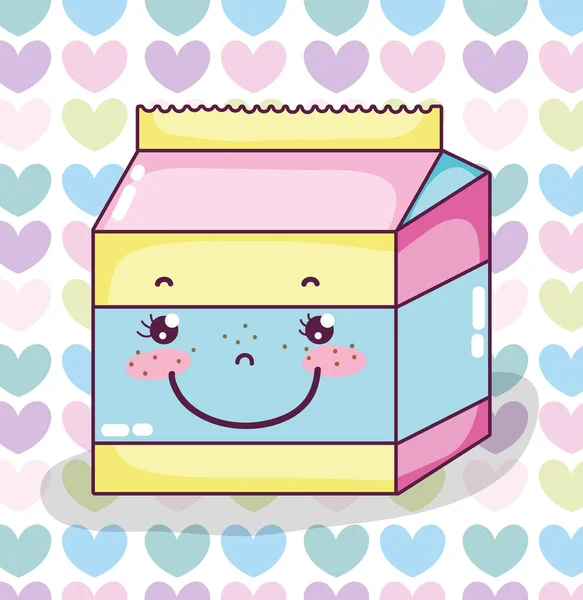 Cute milkbox smiling kawaii cartoons vector illustration graphic design