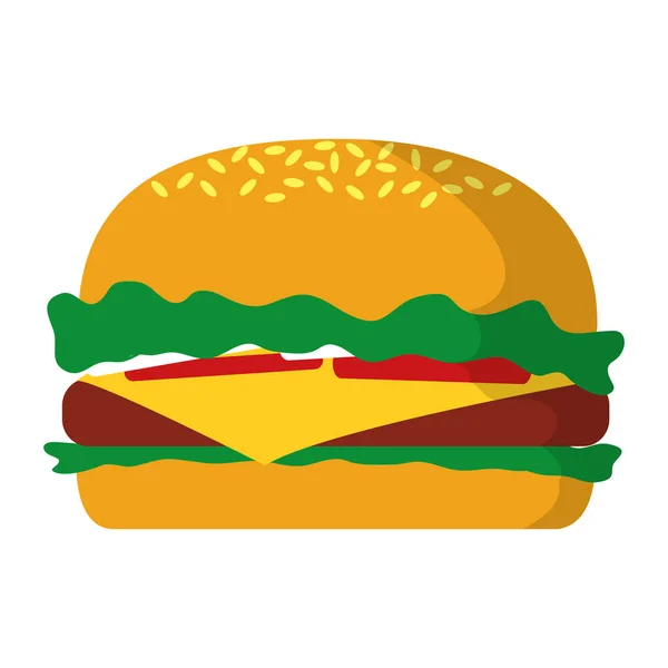 Delizioso Malsano Hamburger Fastfood Snack Vettoriale Illustrazione — Vettoriale Stock