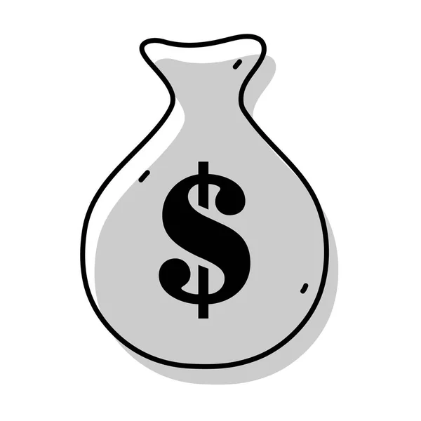 Przeniesiony Kolor Torbę Gotówką Pieniądze Dolar Symbol Wektor Ilustracja — Wektor stockowy