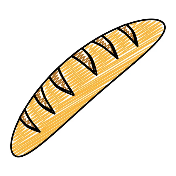 Doodle Chutné Francouzský Chléb Pšenice Potravin Vektorové Ilustrace — Stockový vektor