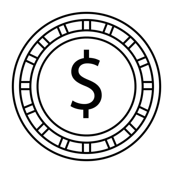 Line Metal Coin Dollar Cash Money Vector Illustration — Stock Vector