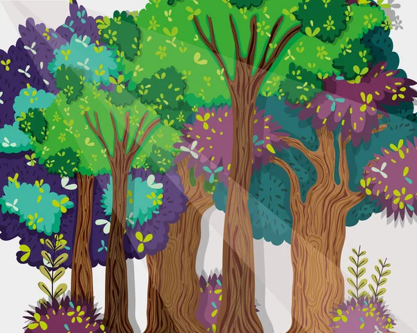 Belle Forêt Nature Paysage Vectoriel Illustration Conception Graphique — Image vectorielle