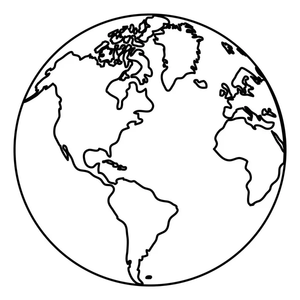 Линейная Иллюстрация Вектора Карты Глобальной Планеты Земля — стоковый вектор