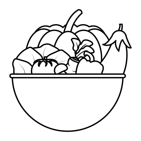 Rad Ekologiska Grönsaker Naturlig Mat Inuti Bowl Vektorillustration — Stock vektor