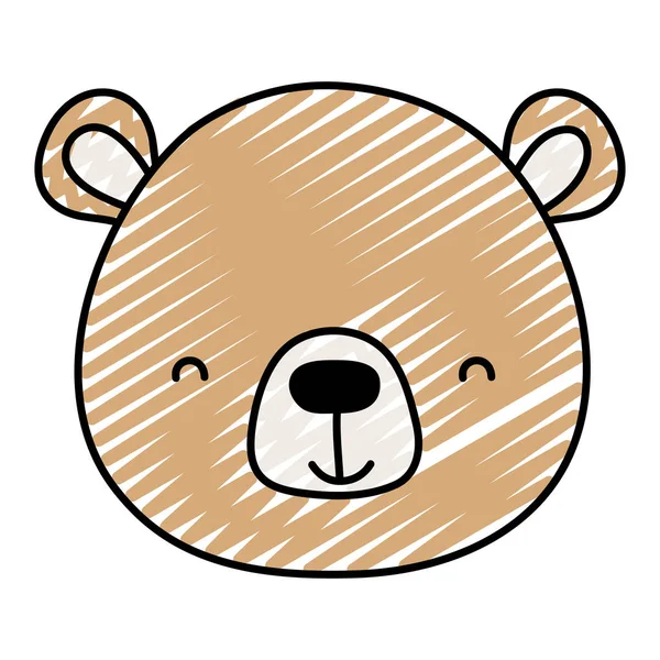 Doodle Χαριτωμένο Αρκουδάκι Κεφάλι Άγριων Ζώων Διανυσματικά Εικονογράφηση — Διανυσματικό Αρχείο