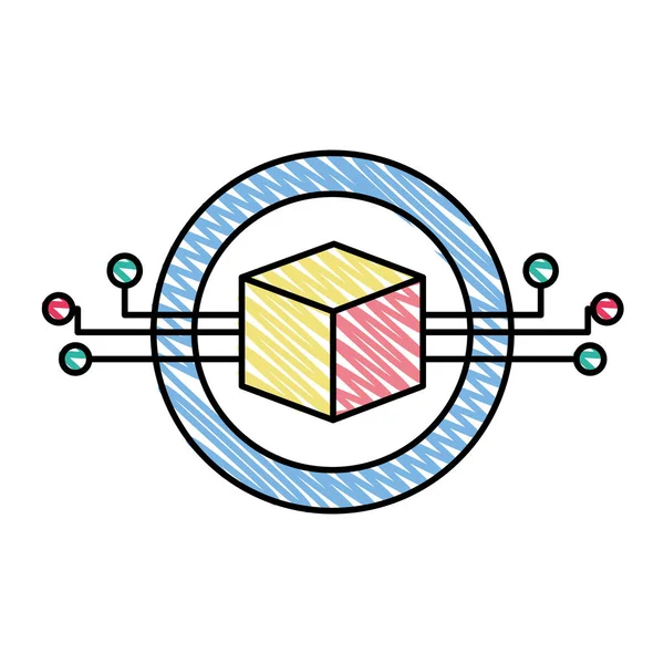 Каракулі Куб Схеми Програма Штучної Інформації Векторні Ілюстрації — стоковий вектор