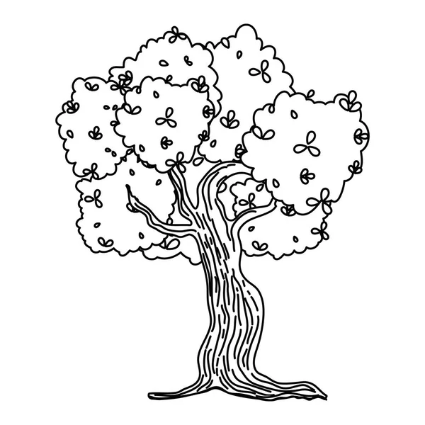 Линия Дерева Природы Стеблем Векторной Иллюстрацией Листьев — стоковый вектор
