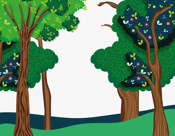 Schön Wald Landschaft Cartoon Vektor Illustration Grafik Design — Stockvektor