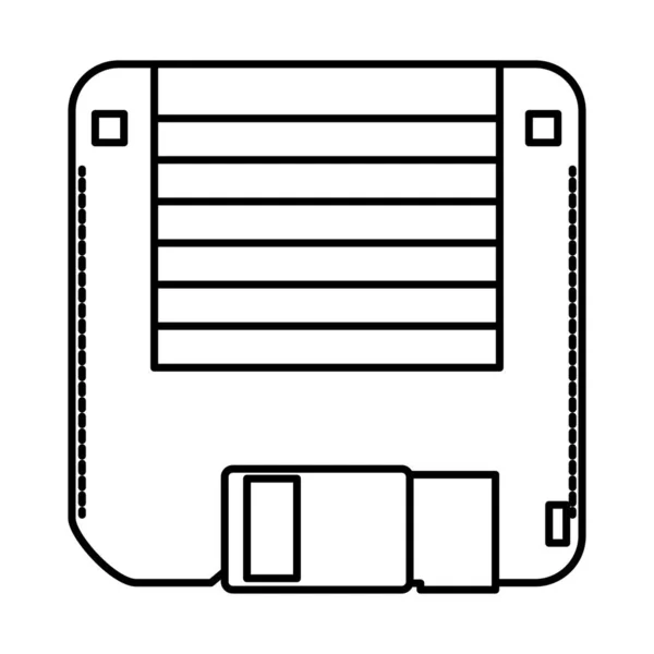 Linha Retro Eletrônico Diskete Mídia Objeto Vetor Ilustração — Vetor de Stock