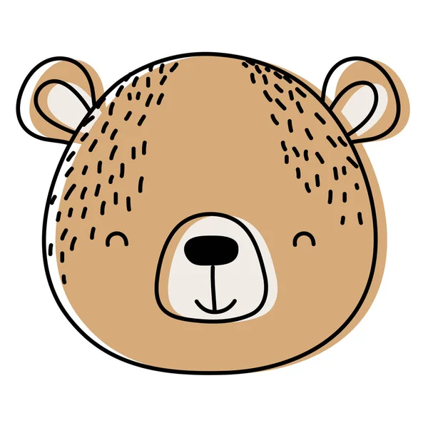 Spostato Colore Carino Orso Testa Selvaggio Animale Vettore Illustrazione — Vettoriale Stock