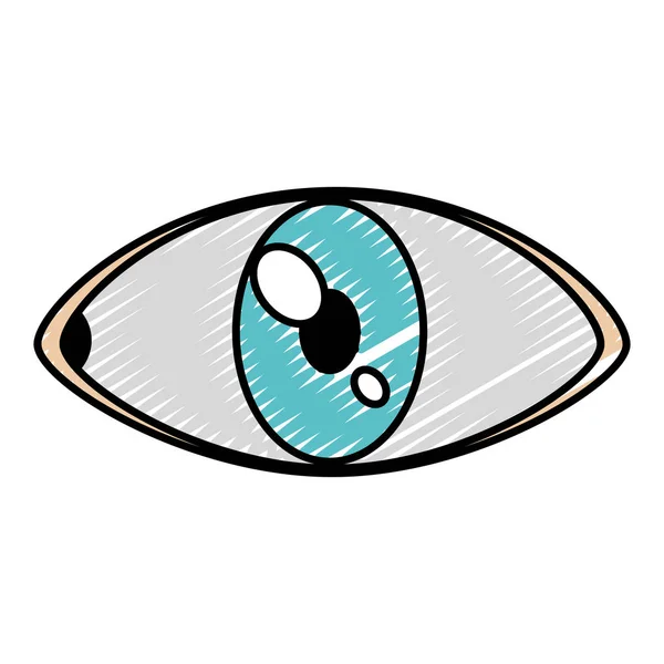 Doodle Μάτι Όραση Ανθρώπινη Ανατομία Σχεδιασμό Εικονογράφηση Φορέα — Διανυσματικό Αρχείο