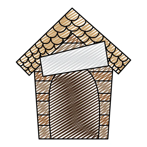 Doodle Madeira Cão Casa Proteção Objeto Vetor Ilustração —  Vetores de Stock