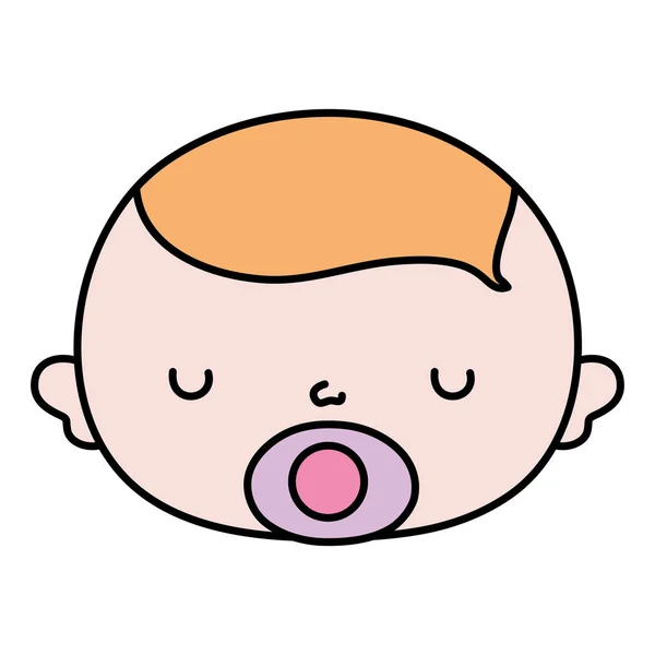 Color Lindo Bebé Niño Cabeza Con Chupete Vector Ilustración — Vector de stock